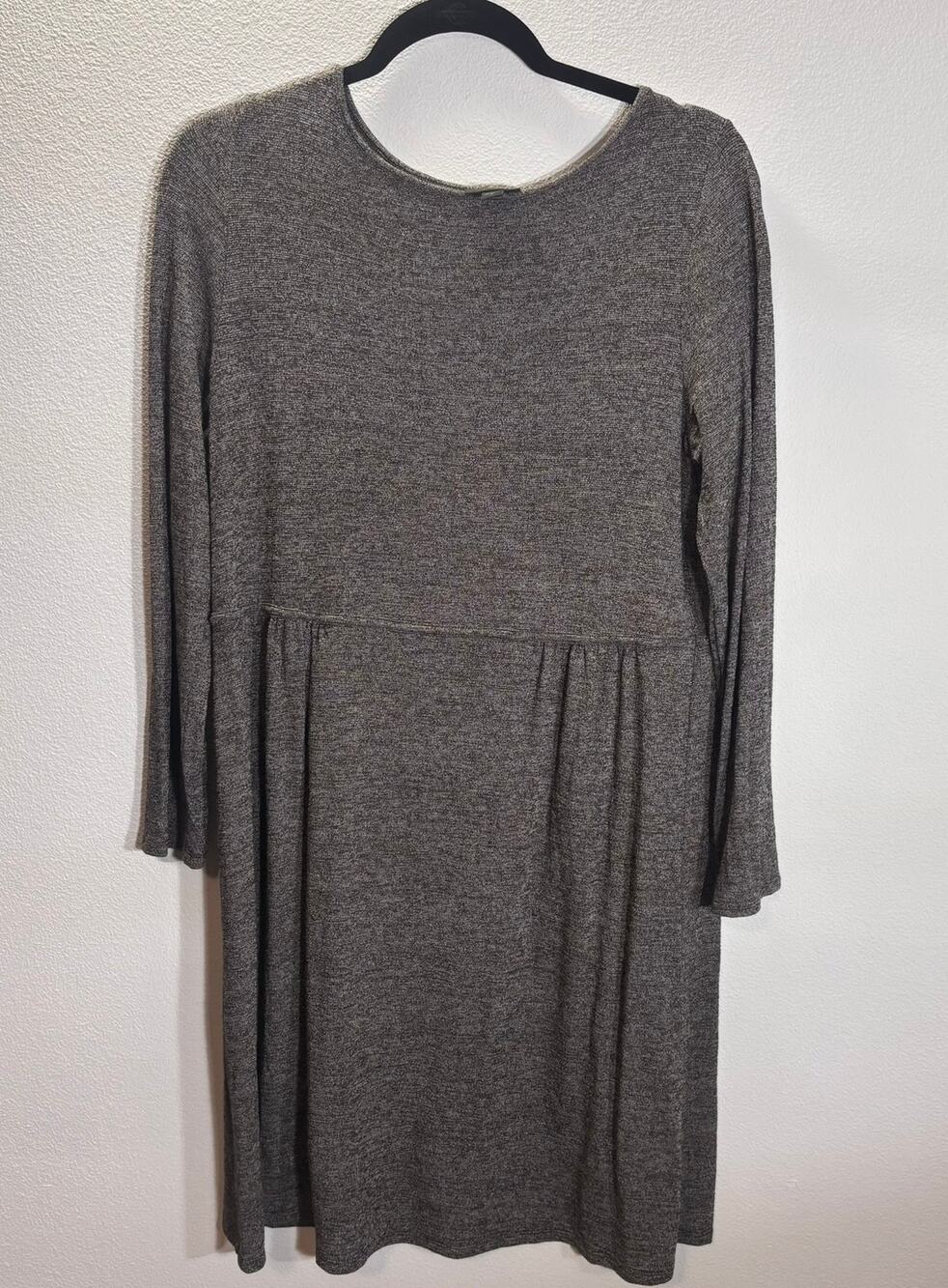 J Jill Wearever Collection Gray Marled Knit Midi Dress Long Sleeve M